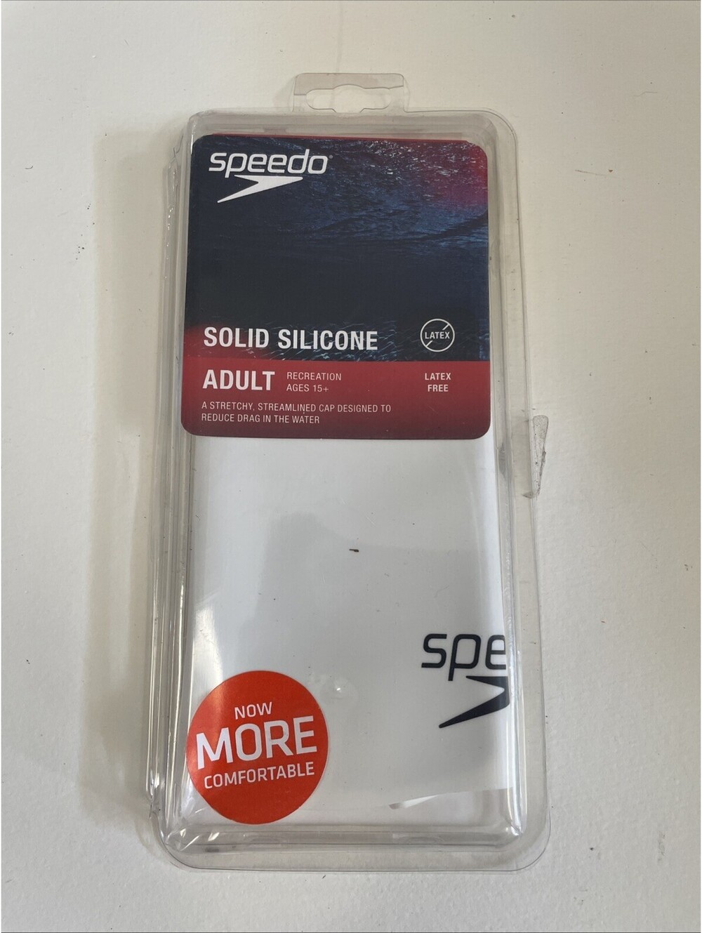 White Speedo Swim Cap (Adult) - Solid Silicone, Latex Free - NEW